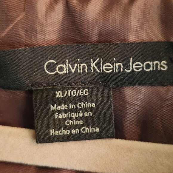 Calvin Klein Vintage Chocolate Brown Detachable Hood Down Jacket Size XL - Picture 6 of 7